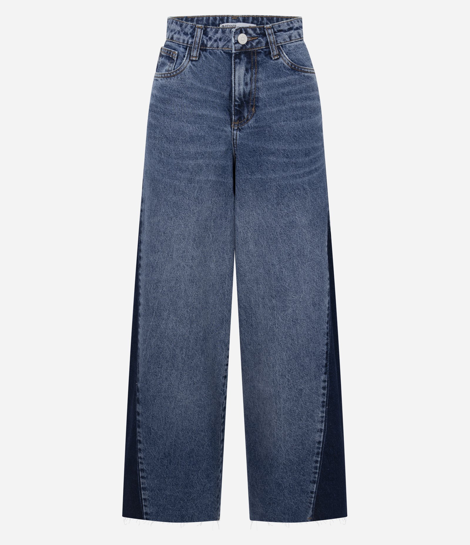 Calça Wide Leg em Jeans com Recorte Lateral e Cintura Média Azul 5