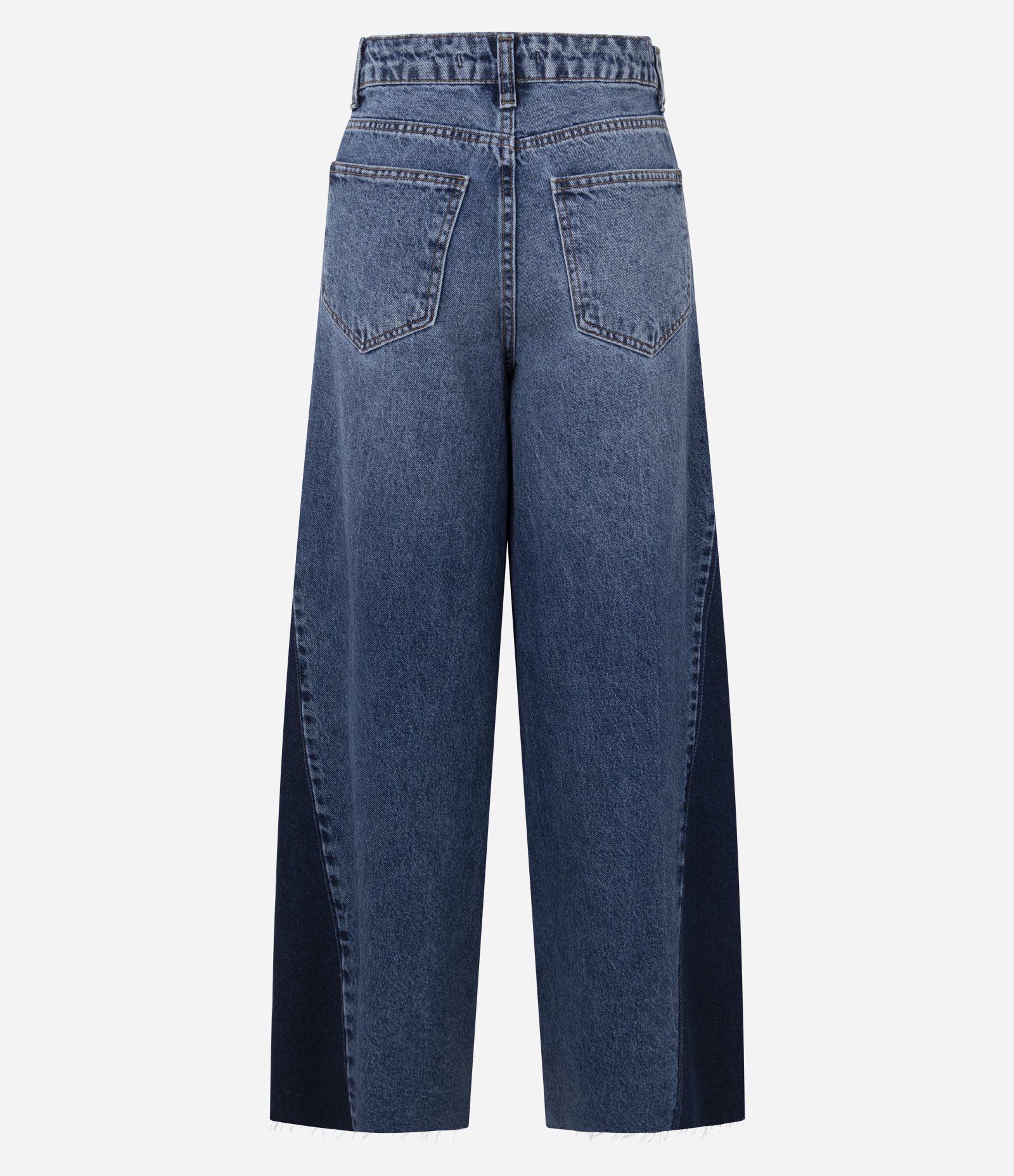 Calça Wide Leg em Jeans com Recorte Lateral e Cintura Média Azul 6