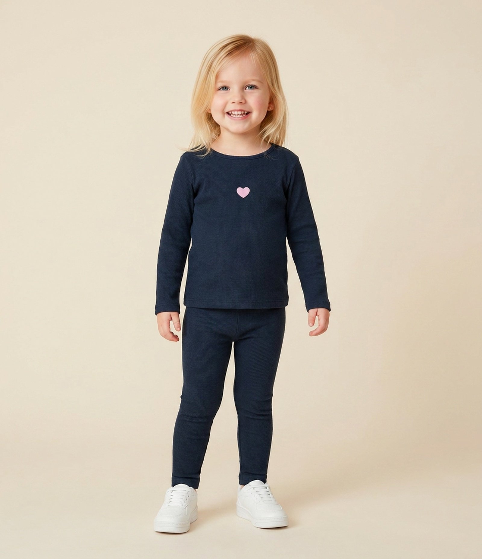 Calça Infantil Legging em Ribana – Tam 1 a 5/6 Anos Azul Marinho 1