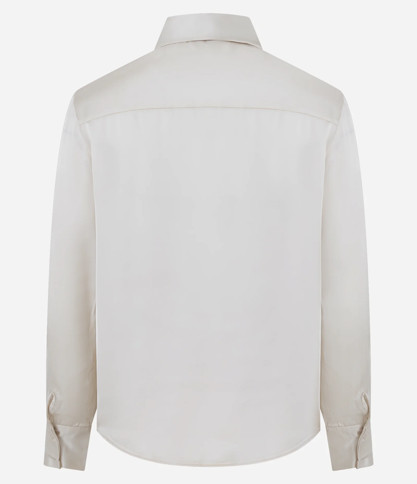 Camisa Manga Longa em Cetim com Barra Arredondada Bege 2