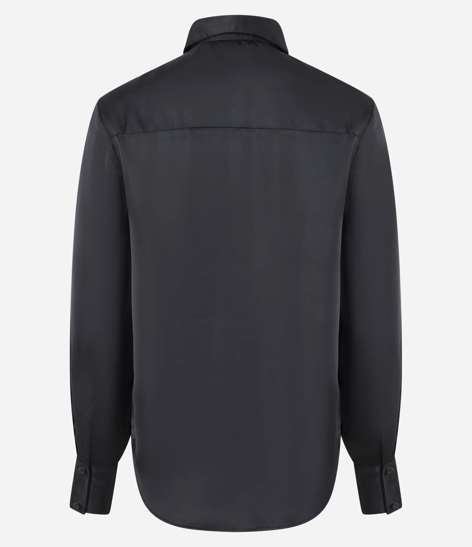 Camisa Manga Longa em Cetim com Barra Arredondada Preto 2