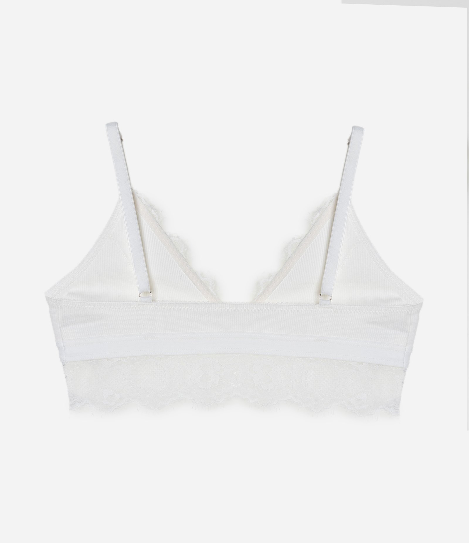 Sutiã Top em Algodão Texturizado com Renda Contrastante Branco 5