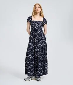 Vestido New Midi em Viscose com Estampa Floral