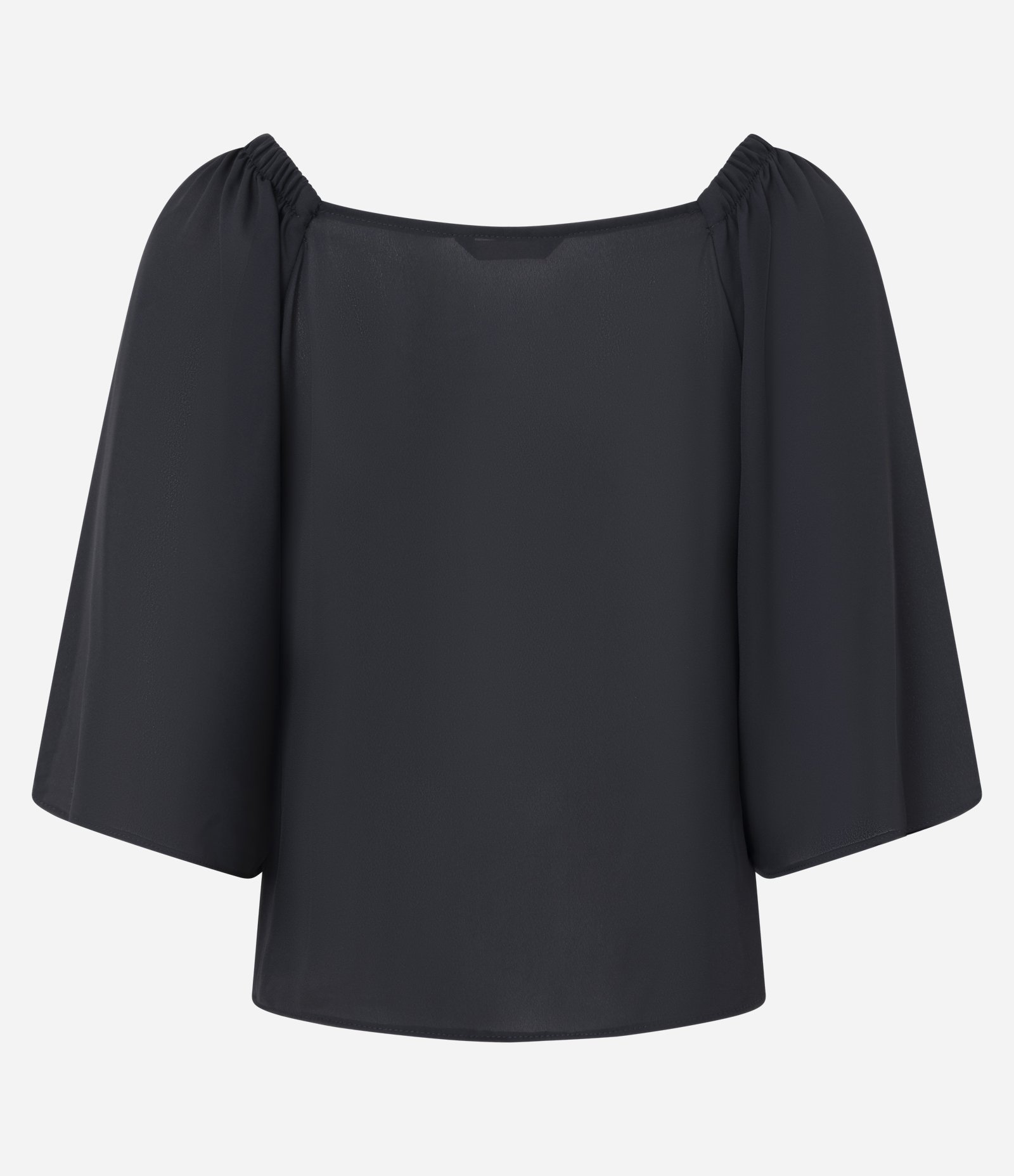 Blusa Manga Curta em Crepe com Amarração Preto 6