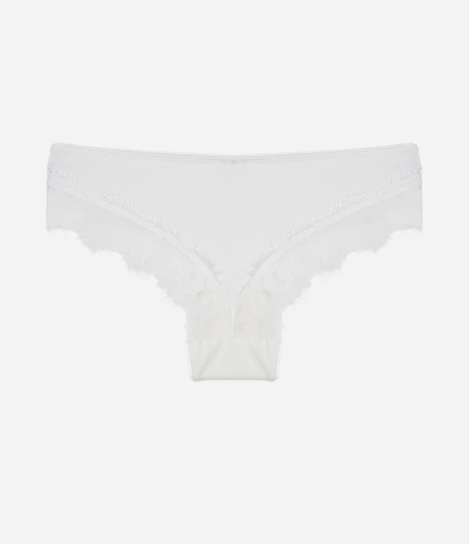 Calcinha Boyshort em Algodão Texturizado com Renda Contrastante Branco 6