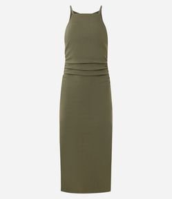 Vestido Midi em Bengaline com Decote Halter