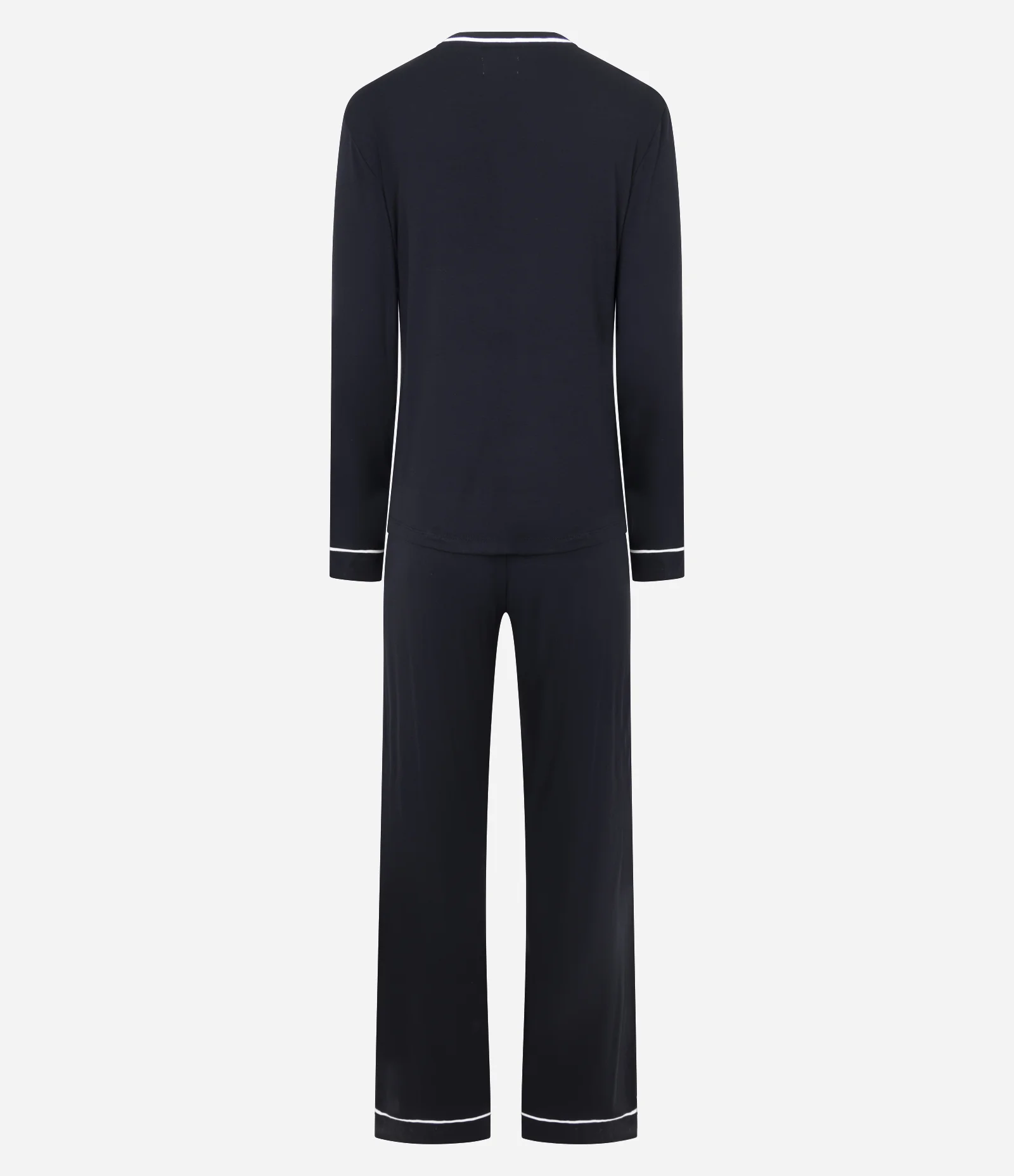 Pijama Longo em Viscolycra com Viés Contrastante Preto 2