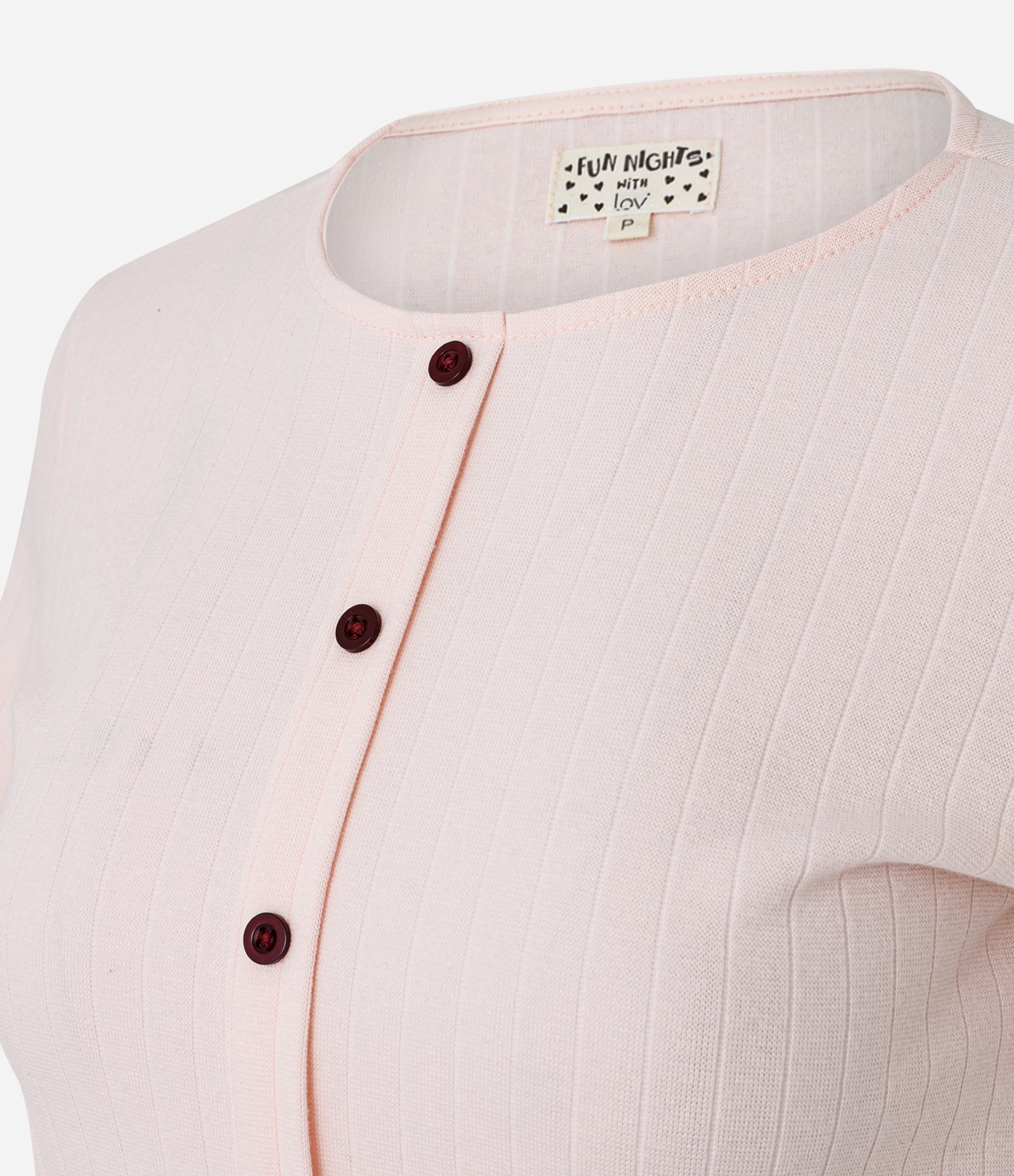 Pijama Curto em Ribana Tricosada com Frufru Contrastante Off White 2