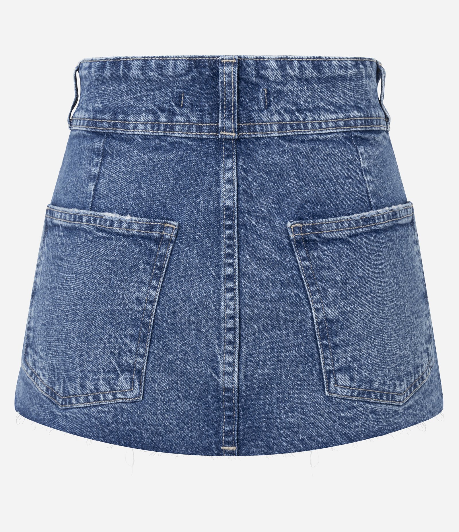Minissaia em Jeans com Cintura Baixa e Bolsos Azul 2