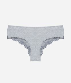 Calcinha Boyshort em Viscose Texturizada com Renda Contrastante