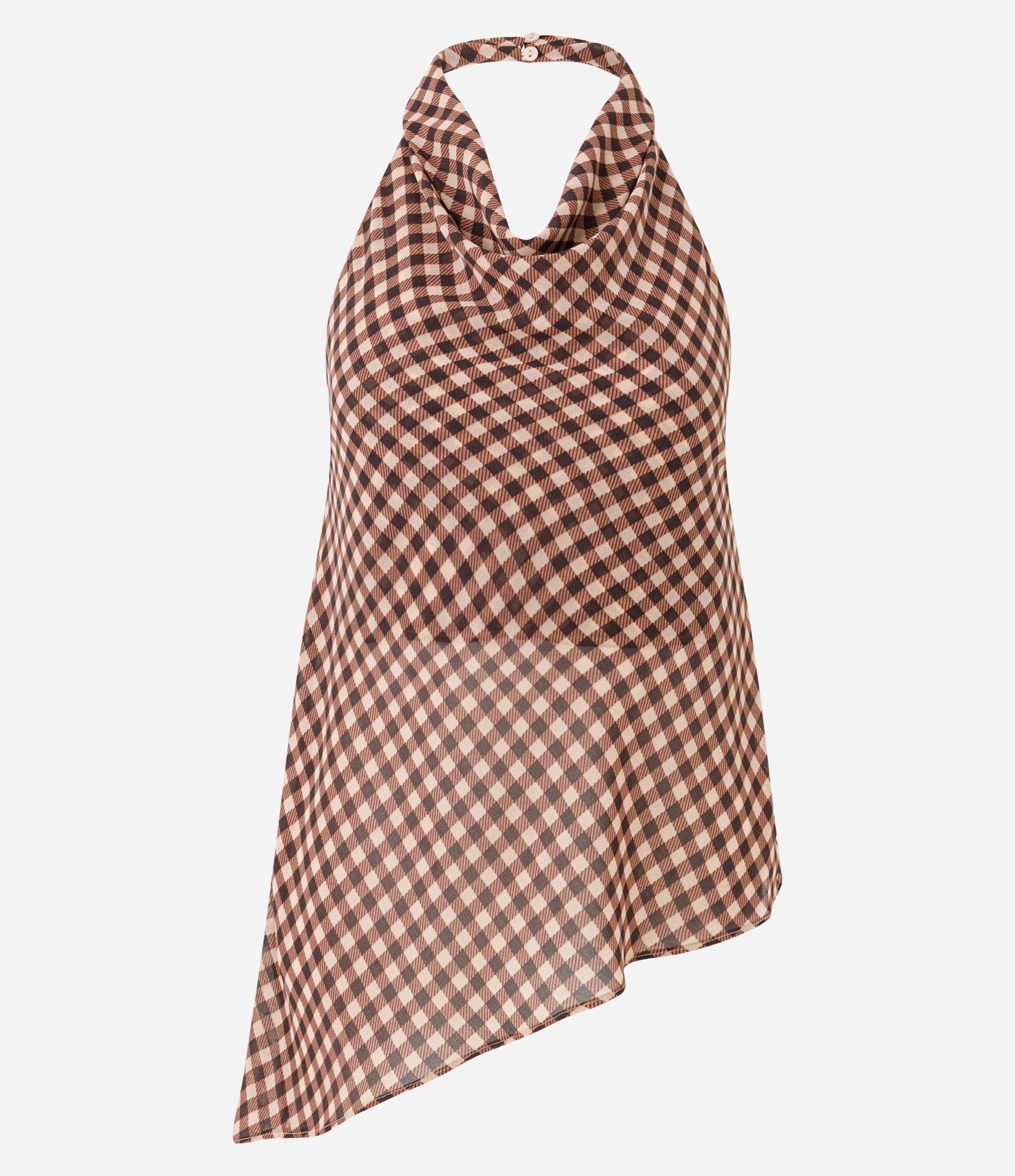 Blusa Frente Única em Chiffon com Estampa Xadrez Vinho 5