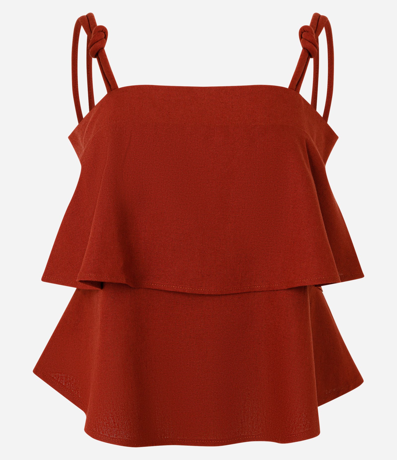 Blusa em Camadas com Detalhe de Nó na Alça Terracota 5