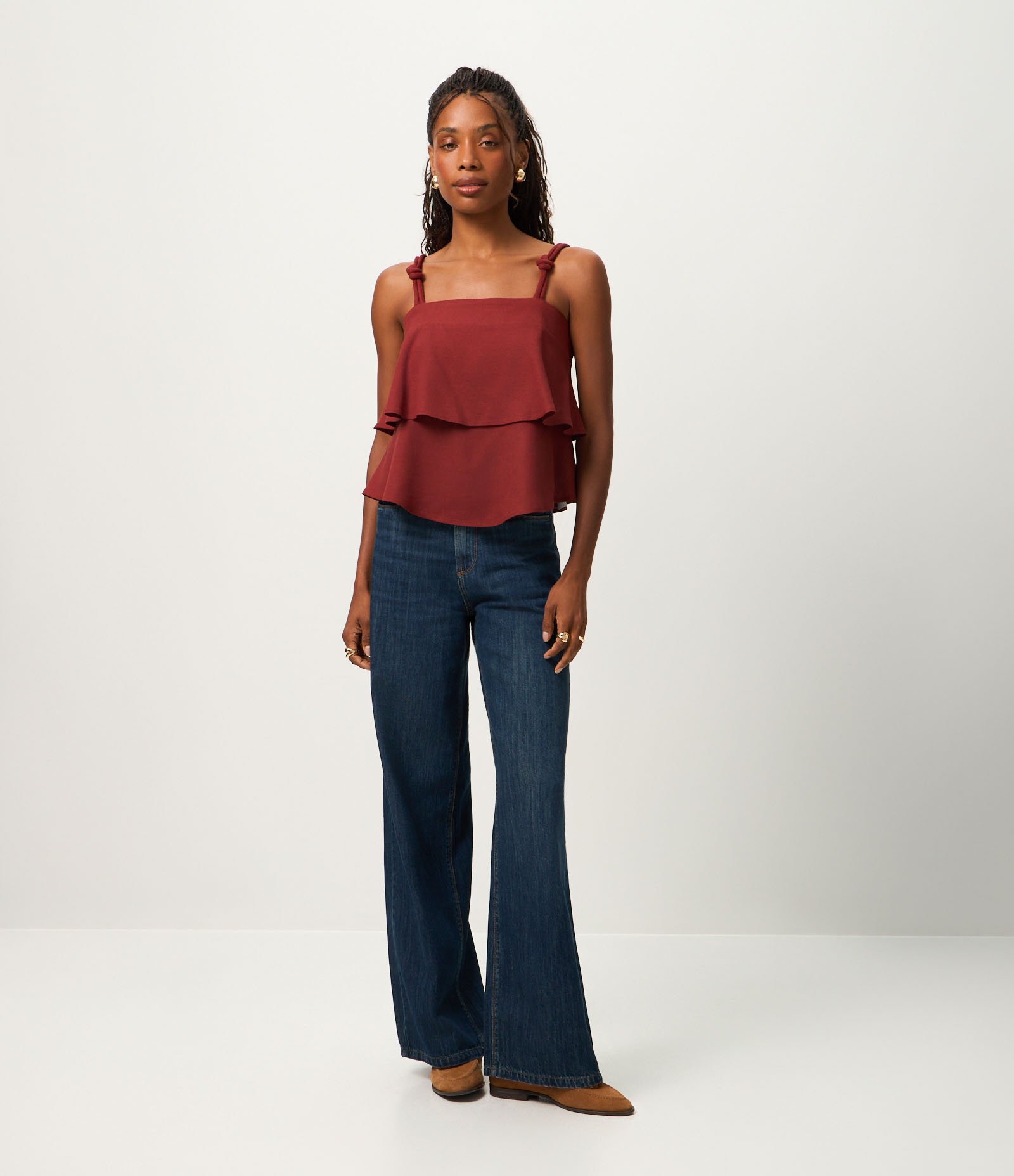 Blusa em Camadas com Detalhe de Nó na Alça Terracota 2