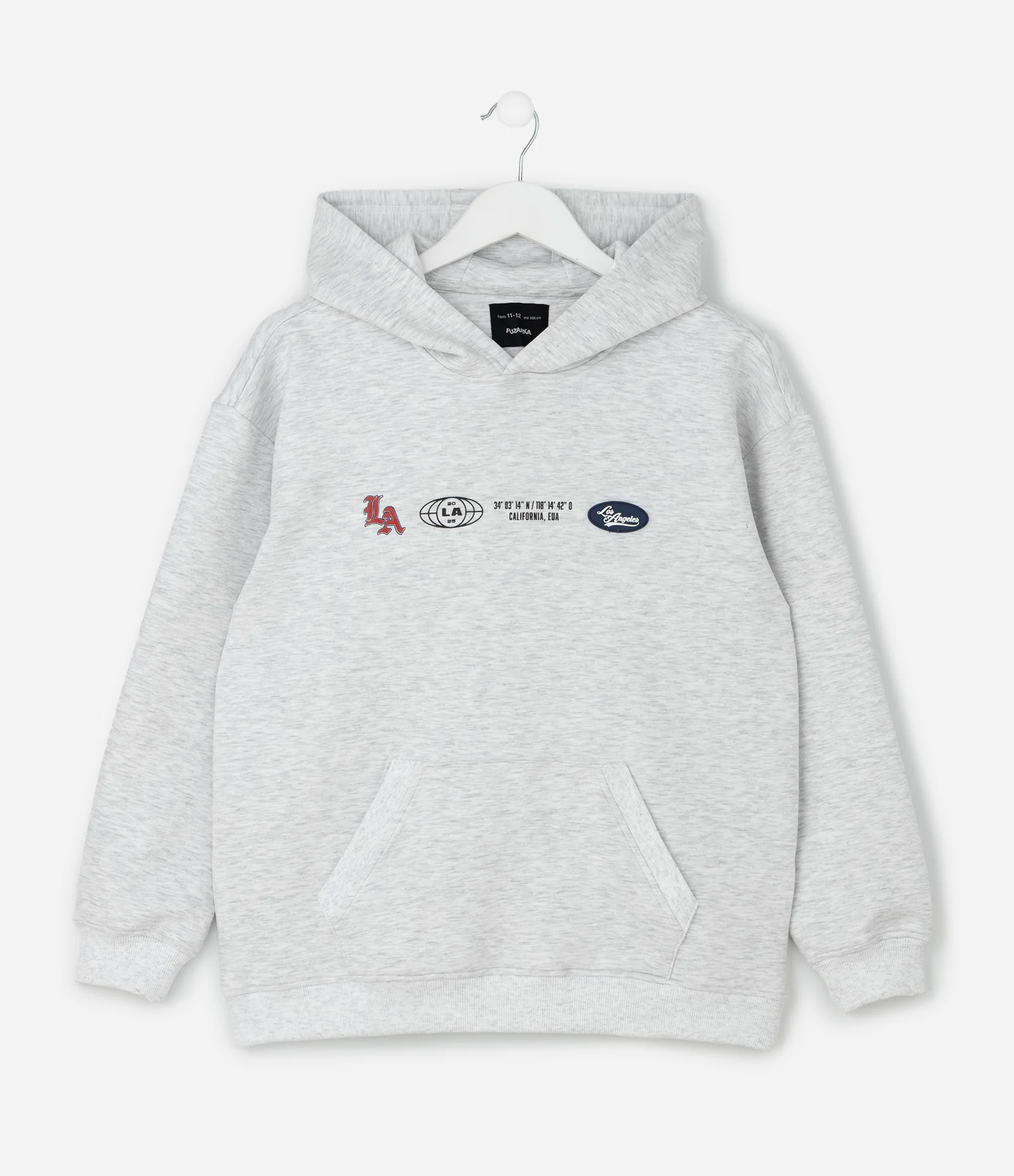 Casaco com Capuz Tech Fleece e Patch Emborrachado - Tam 5 a 14 Anos Cinza 1