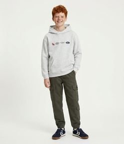 Casaco com Capuz Tech Fleece e Patch Emborrachado - Tam 5 a 14 Anos