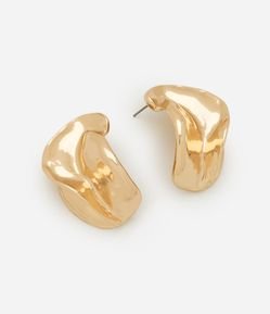 Brinco Botão Orgânico com Efeito Dobrado