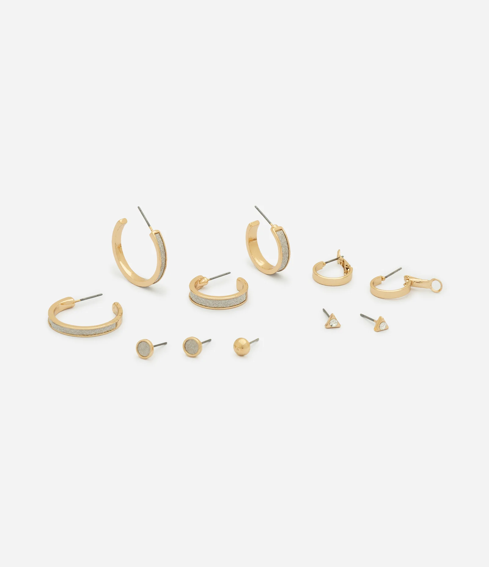 Kit 06 Brincos Variados com Acabamento Brilhante Dourado 2