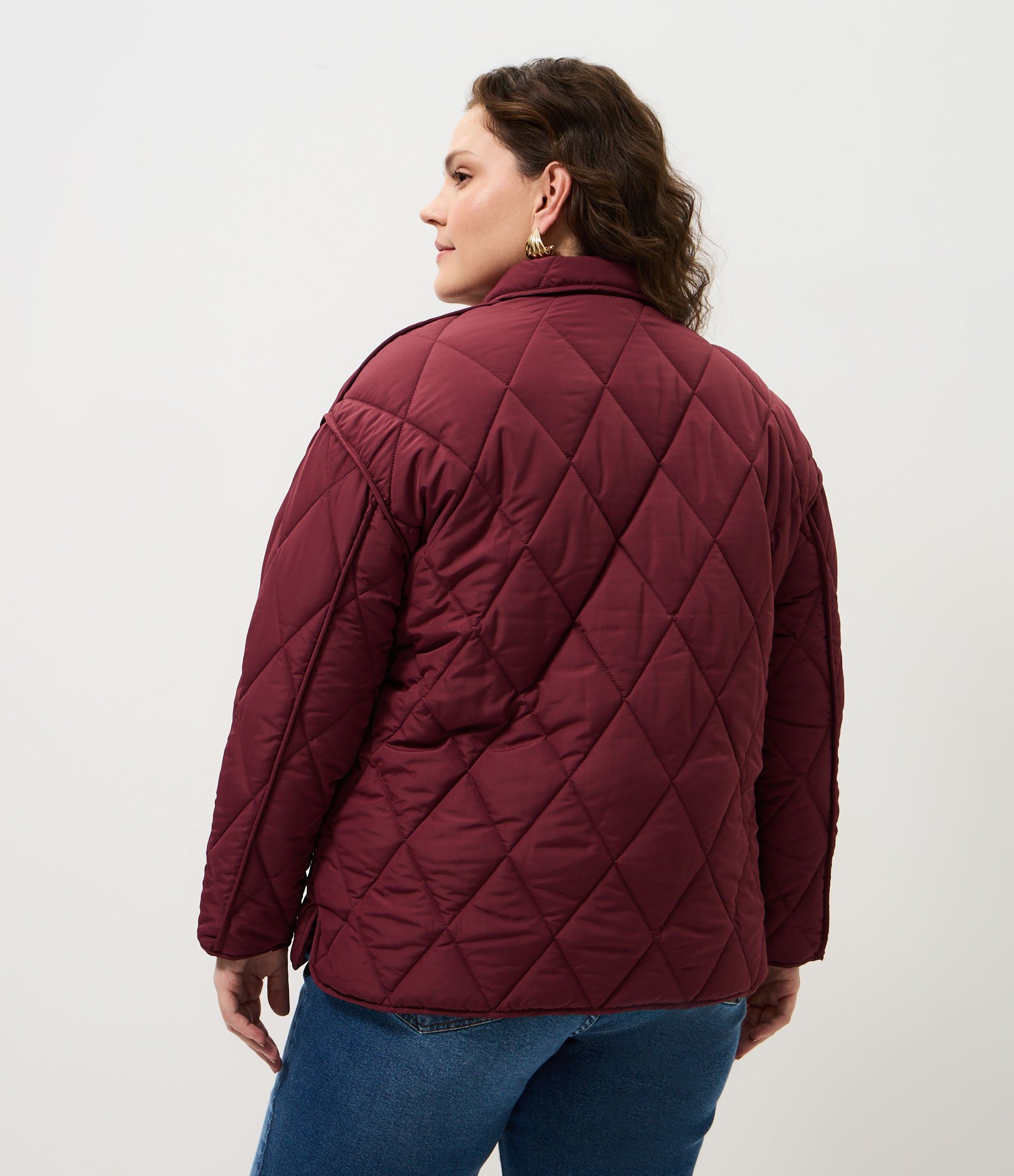Jaqueta Matelassê Alongada Curve & Plus Size Vinho 4