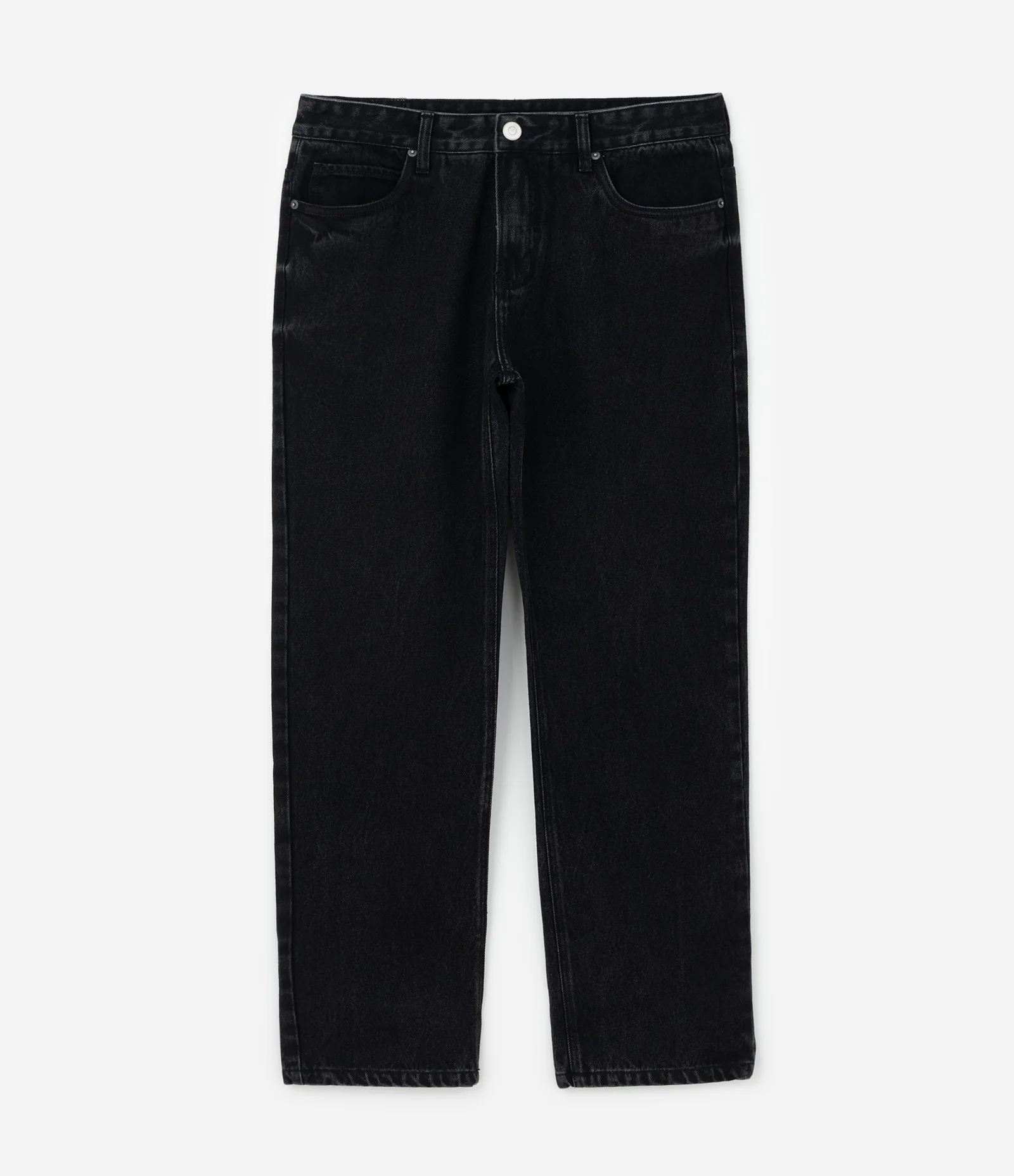 Calça Jeans Reta com Bolso e Fechamento em Zíper Preto 1