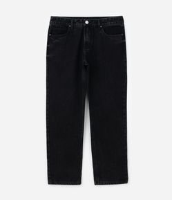 Calça Jeans Reta com Bolso e Fechamento em Zíper