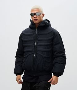 Jaqueta Puffer com Textura de Esqueleto
