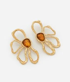 Brinco Meia Flor Médio com Miolo Resinado