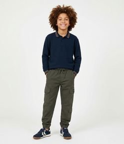 Calça Infantil Cargo em Ripstop com Bolsos Laterais – Tam 5 a 14 Anos