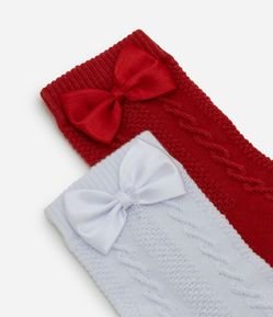 Kit 02 Meias Infantis Cano Médio com Laços - Tam 19/22 a 31/34