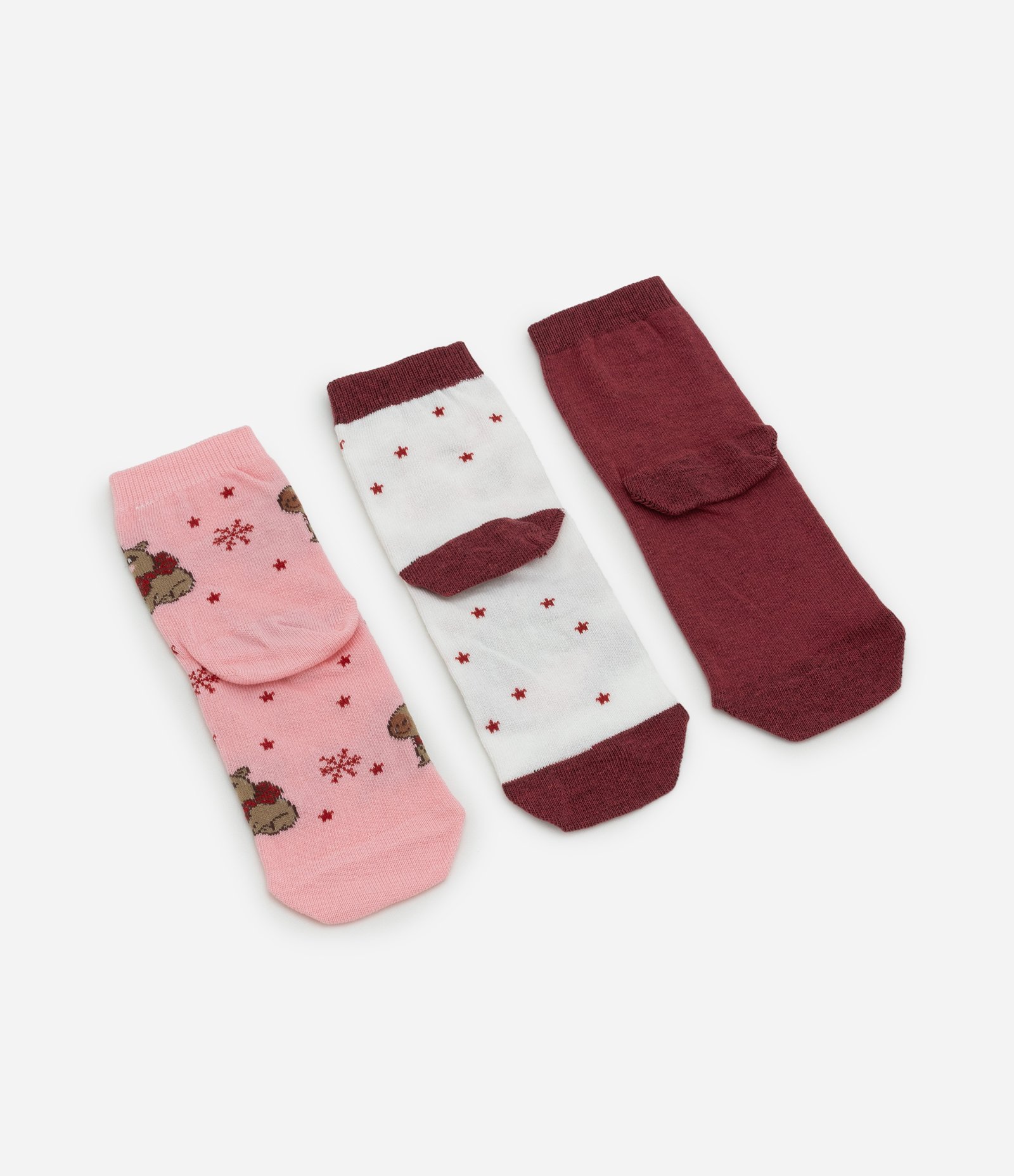 Kit 3 Meias Infantis Malha Capivara Natal - Tam 19 a 34 Sortido 2