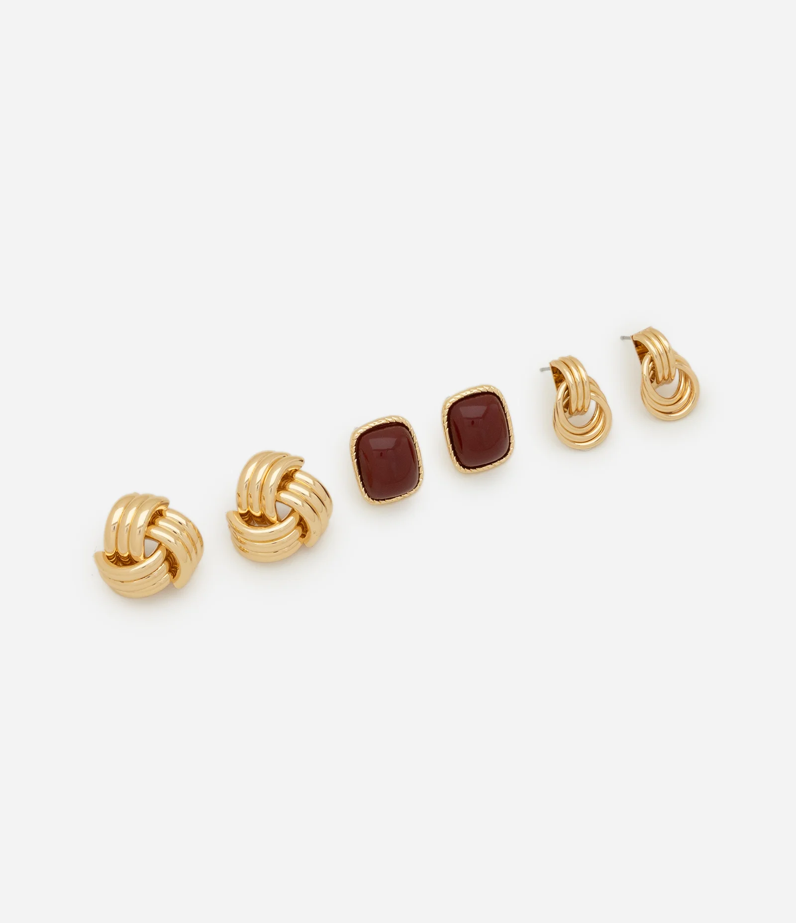 Kit 03 Brincos Pequenos Metalizados Dourado 1