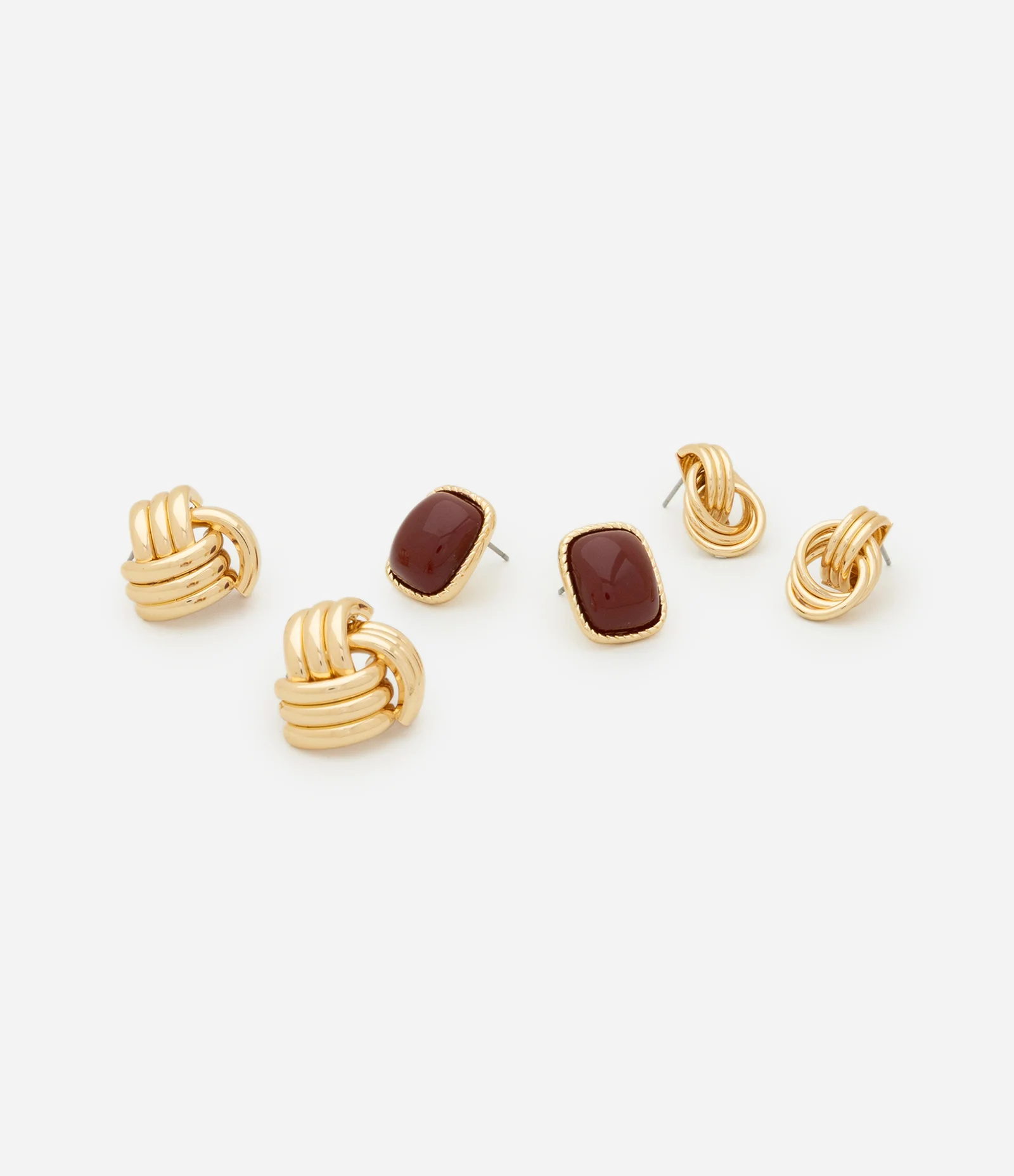 Kit 03 Brincos Pequenos Metalizados Dourado 2