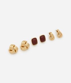 Kit 03 Brincos Pequenos Metalizados