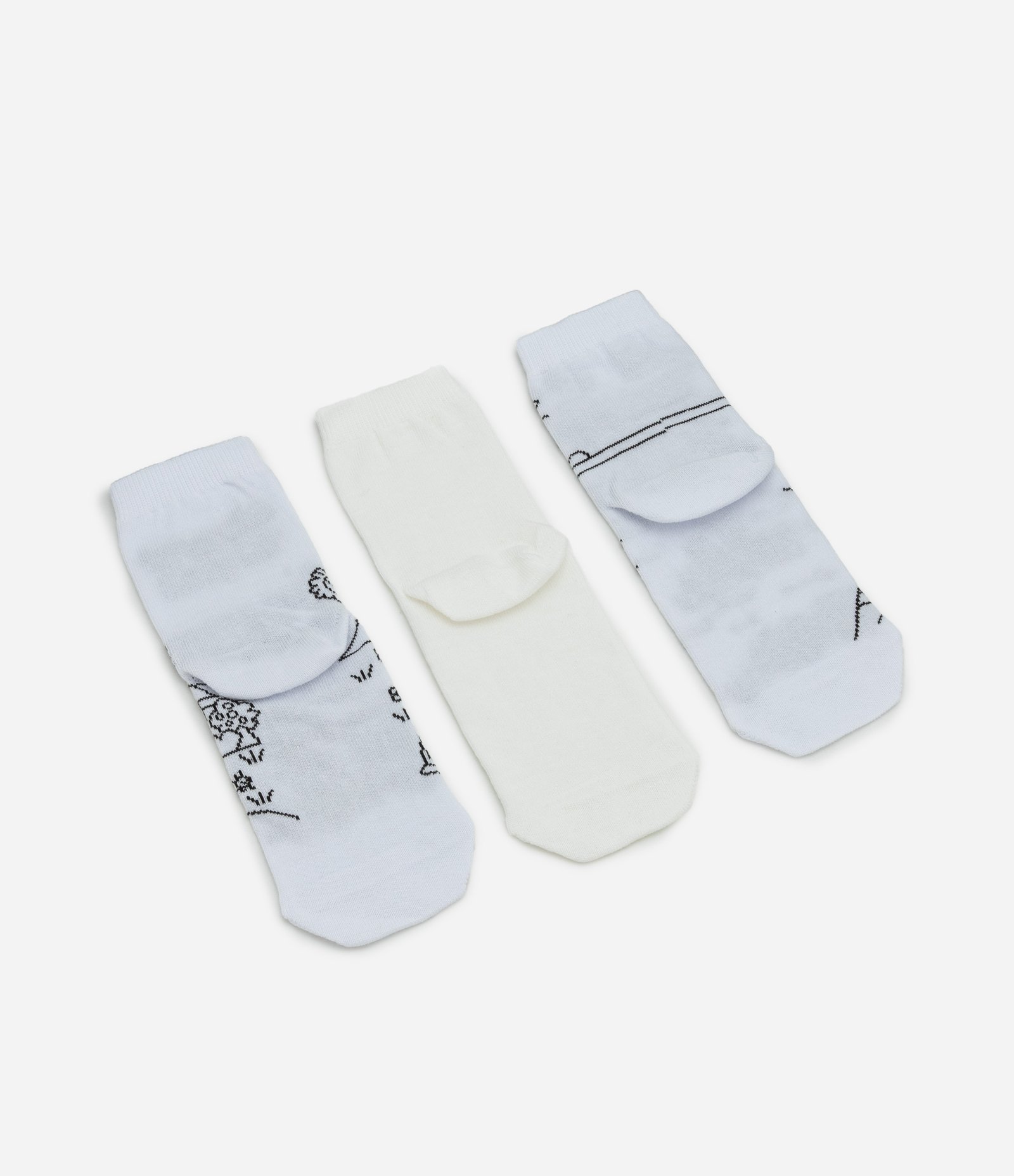 Kit 03 Meias Infantis em Algodão com Estampa Capivara - Tam 19 A 34 Branco 2