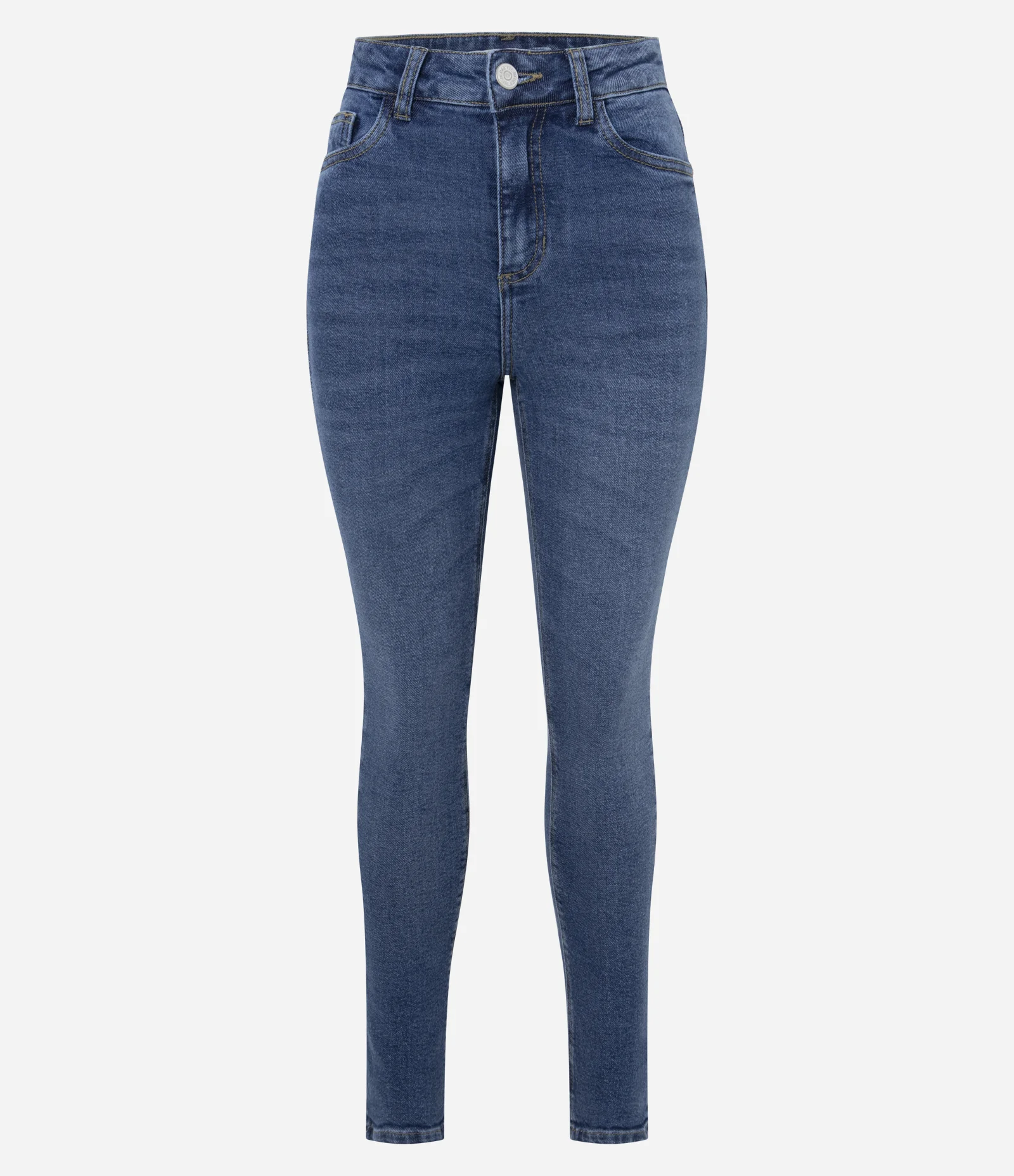Calça Skinny Em Jeans com Elastano e Cintura Alta Azul 1