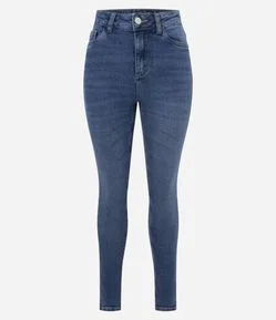 Calça Skinny Em Jeans com Elastano e Cintura Alta