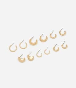 Kit 06 Brincos Argola com Texturas Diferentes