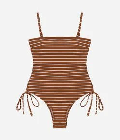 Maiô em Microfibra com Alça Removível Listrado