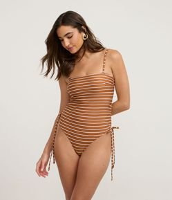 Maiô em Microfibra com Alça Removível Listrado