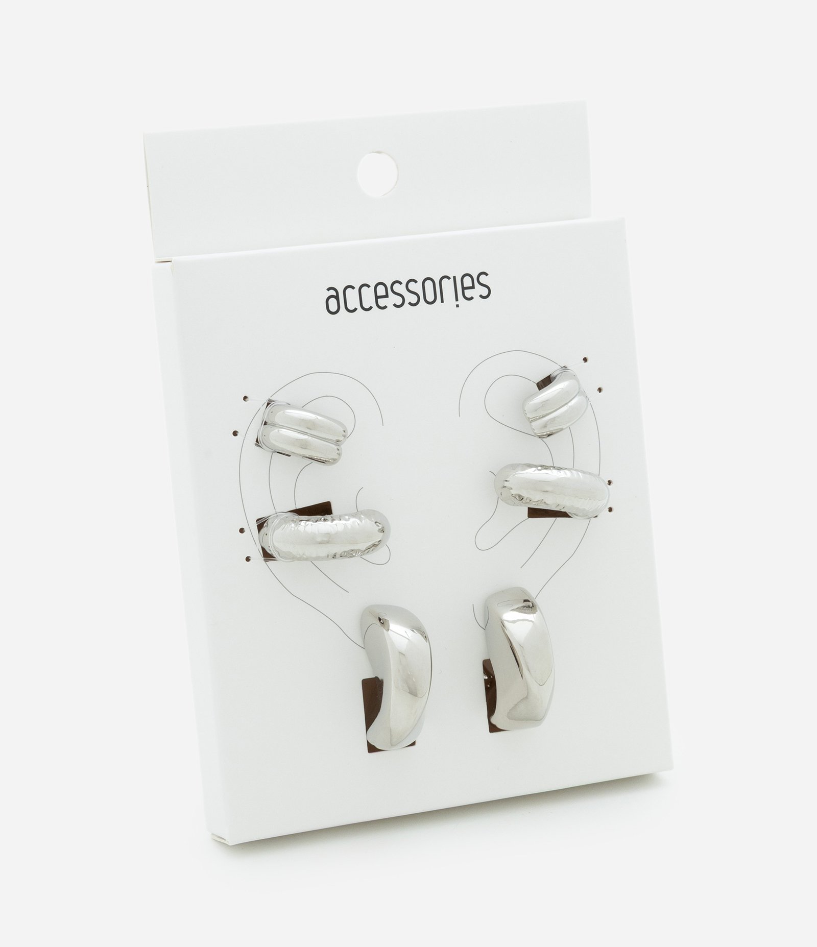 Kit 03 Argolas com Diferentes Texturas Prata 3