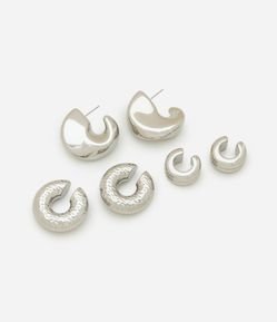 Kit 03 Argolas com Diferentes Texturas