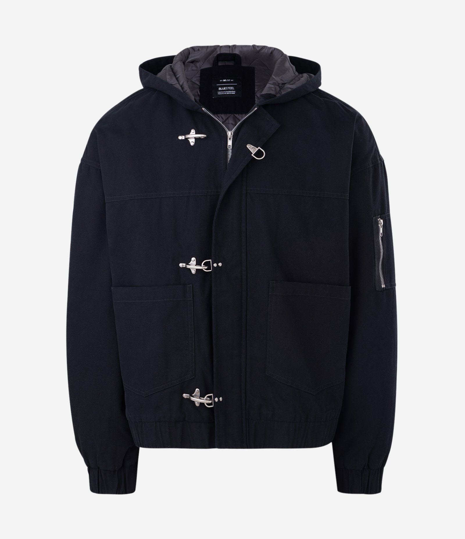 Jaqueta Pesada em Sarja Lisa com Trava de Metal Preto 1