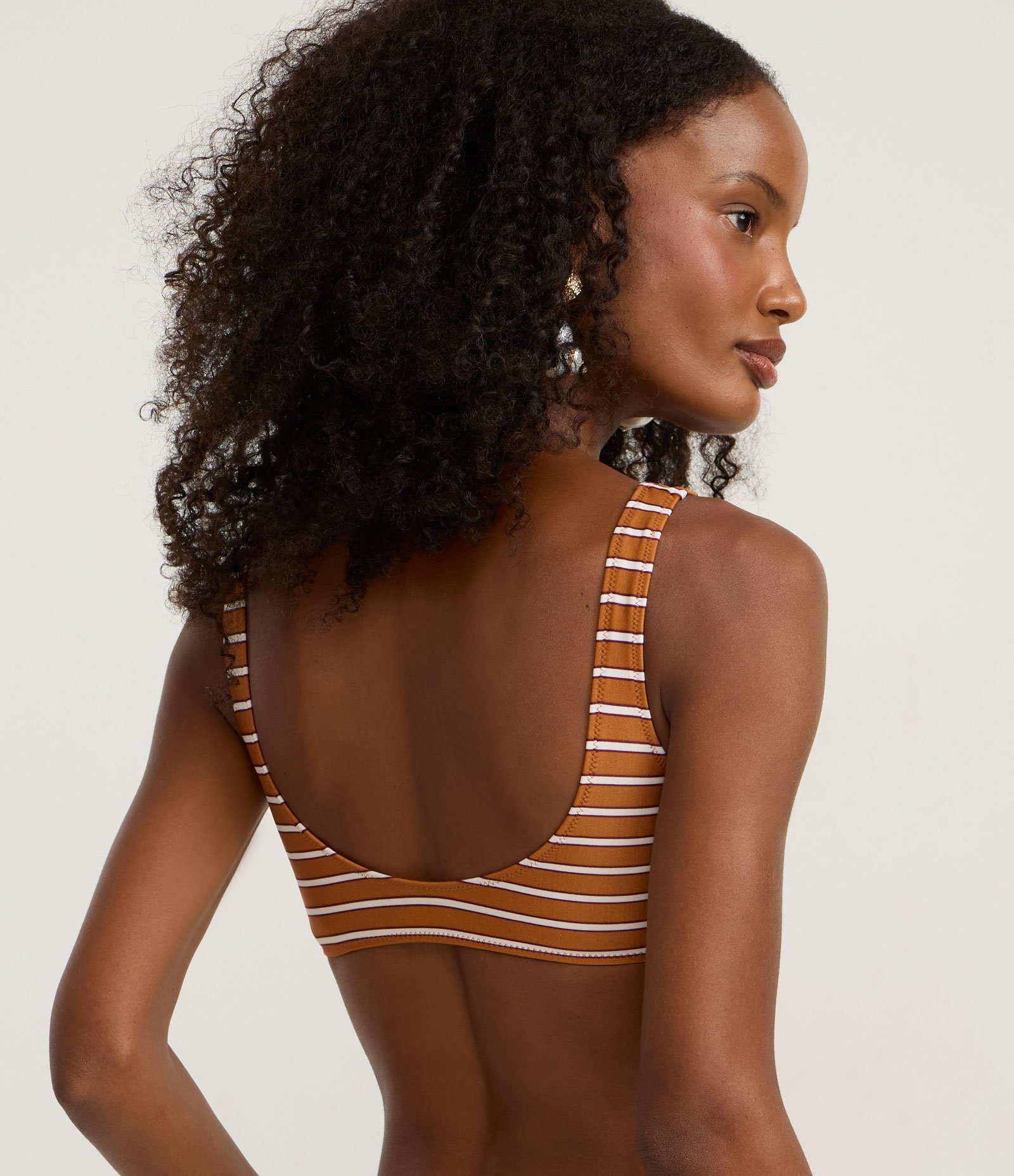 Biquini Top com Estampa Listrada e Bojo Removível Laranja 3