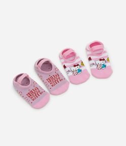 Kit 02 Meias Sapatilha Infantis com Estampa Hello Kitty – Tam 19/22 a 31/34