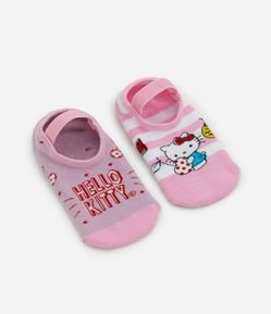 Kit 02 Meias Sapatilha Infantis com Estampa Hello Kitty – Tam 19/22 a 31/34