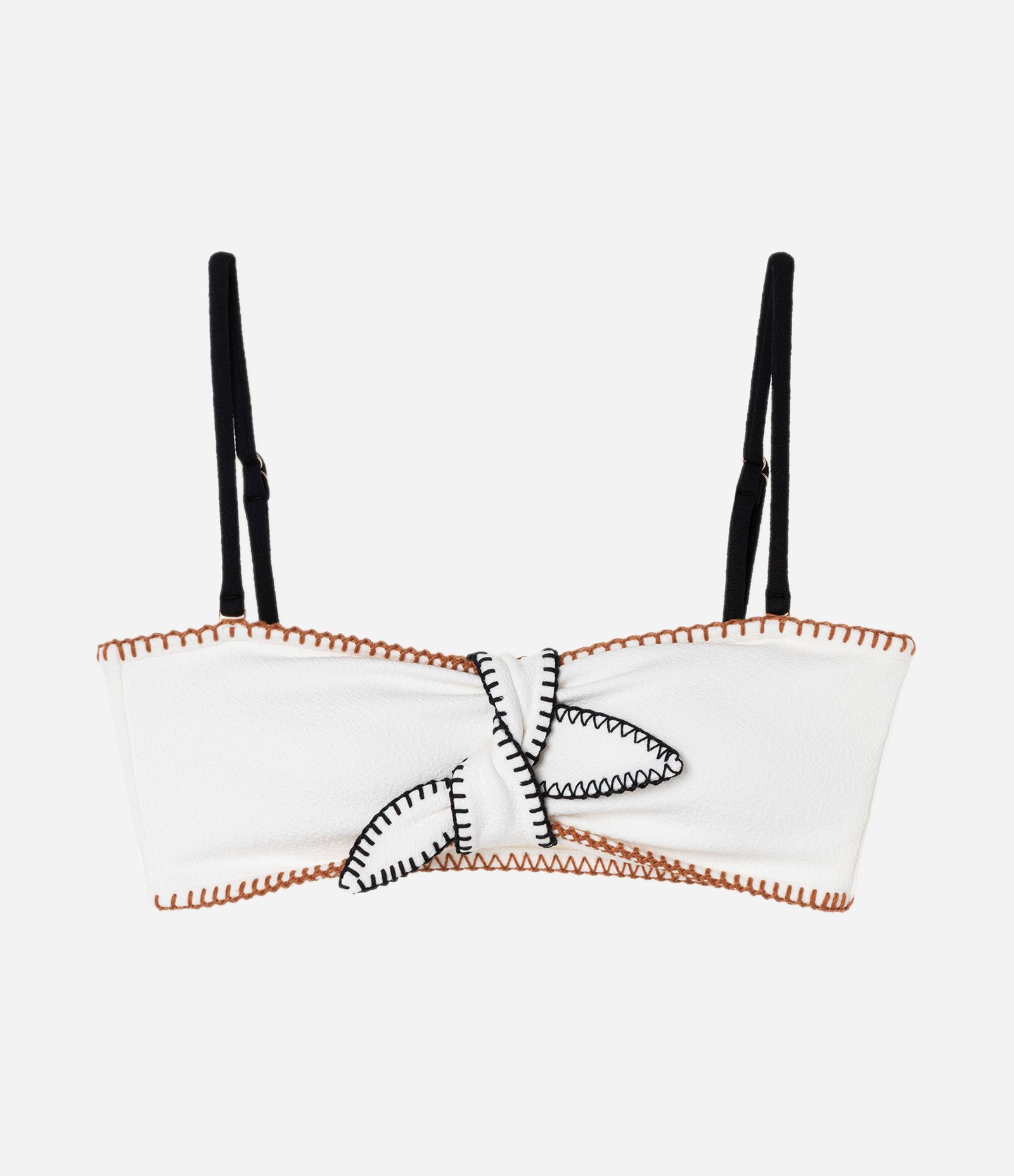 Biquini Top Bandeau com Pespontos Contrastantes Branco 1