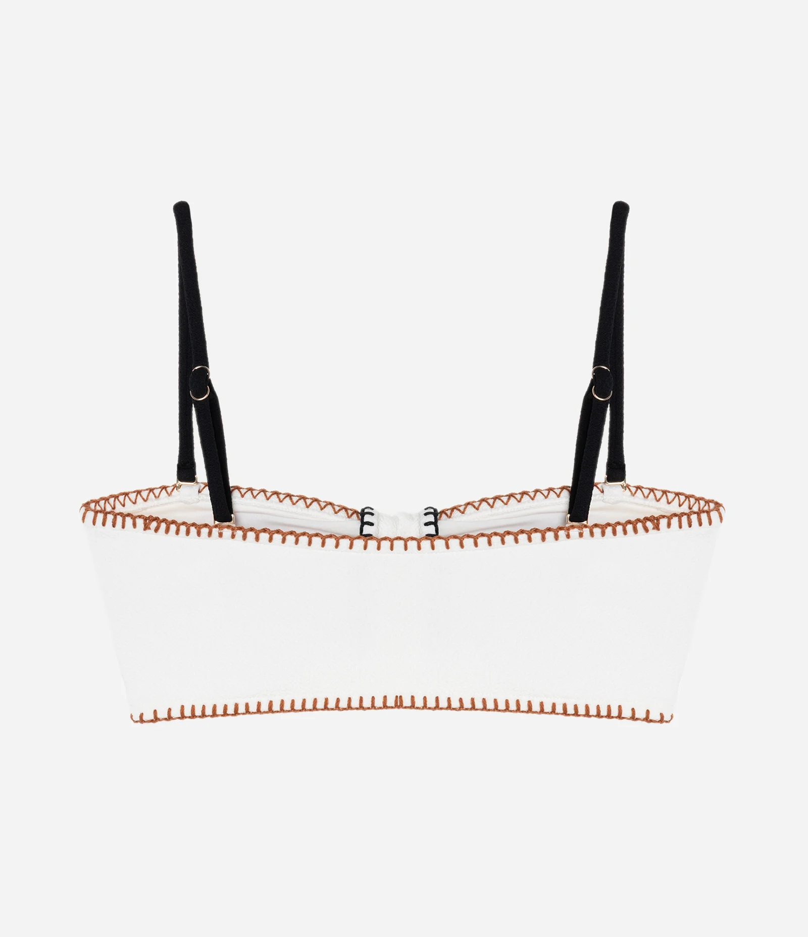 Biquini Top Bandeau com Pespontos Contrastantes Branco 2