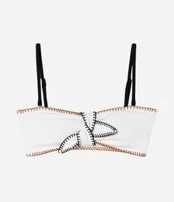 Biquini Top Bandeau com Pespontos Contrastantes
