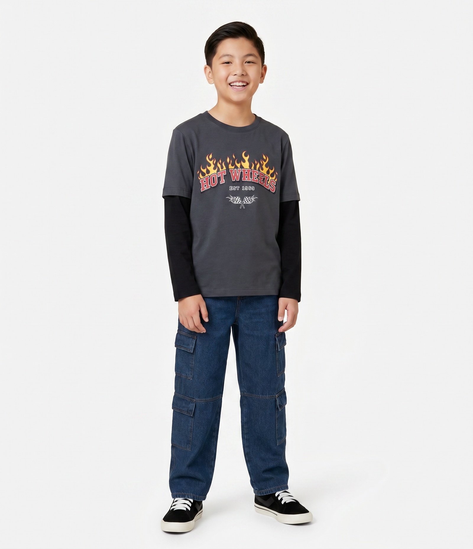 Calça Infantil Skater em Jeans com Multibolsos – Tam 7 a 14 Anos Azul Médio 1