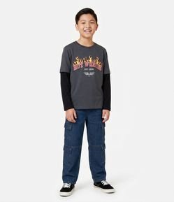 Calça Infantil Skater em Jeans com Multibolsos – Tam 7 a 14 Anos
