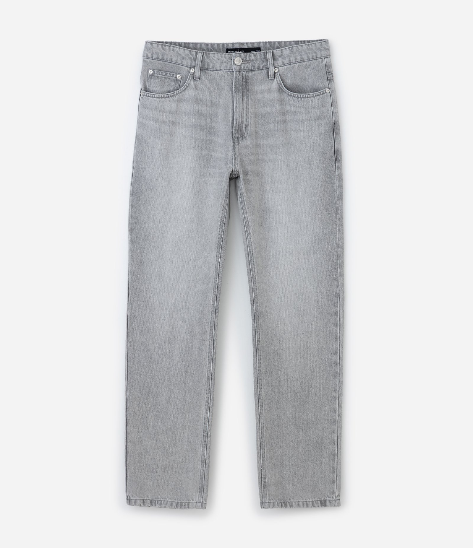 Calça Reta Jeans Cinza 1